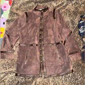 Linea by Louis Dell'Olio Chocolate suede leather Utility Jacket medium